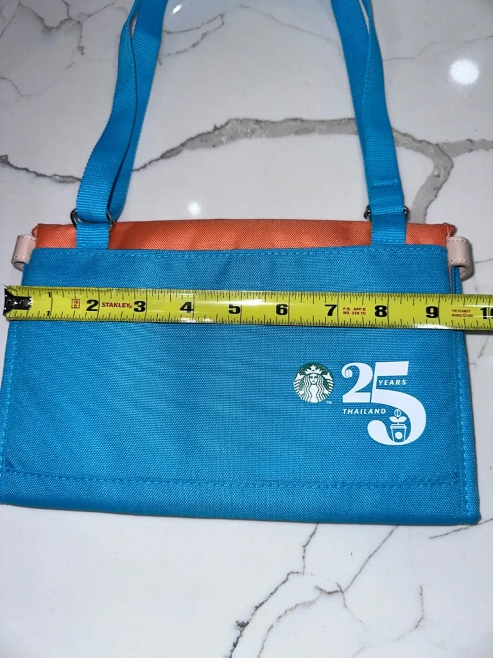 Starbucks Thailand 25th Anniversary Folded Crossbody Bag Blue Orange Summer